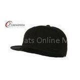Black Big Size Premium Fitted Flat Brim Baseball Hats With Acrylic and Wool thumbnail-1