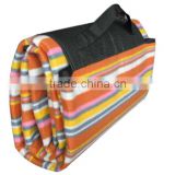 print outdoor picnic fleece blankets, waterproof back,foldable, folded into handle bags