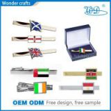 Hot sale UK UAE US Ireland country flag tie bar iron gold silver plated tin pin souvenir tie clip