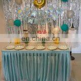 New Light Blue Square Different Designs of Table Skirting for Birthday thumbnail-3