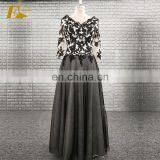 Custom Made V Neckline Open Back Appliques Long Sleeve Prom Dress For Fat Women