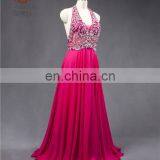 Cheap Best Quality ZZ-E0012 See Through Backless Halter Beading Long Chiffon Evening Dress thumbnail-3