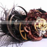 Steampunk Mini Hat Fascinator With Flowers and Gears thumbnail-5