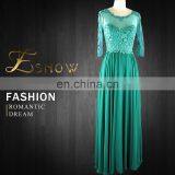 2016 Wholesale Popular Mid Sleeves Applique Fashion Evening Dress for Ladies