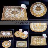 6pcs Bronzing Pvc Placemat Dining Table Mat Golden Coaster Waterproof Insulation Pad Tableware Utensil Restaurant thumbnail-1