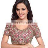 Dark Pink Color Raw Silk Readymade Blouse for Women thumbnail-1