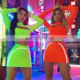 New Trendy Women's Reflective Ribbon Skirt Suit New Front Hollow Sexy Two-piece Suit Set thumbnail-1