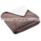 High Quality Custom Double Layer Embossed Gray Faux Rabbit Fur Throw Blanket For Winter thumbnail-2