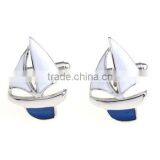 Men Sailing Captain Ship Boat Cufflinks Metal Blue Ocean Cuff Links Silver Hot thumbnail-4