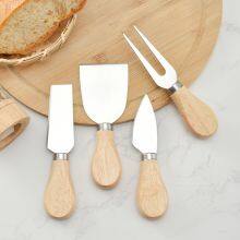 4 Piece Cheese Knives Set With Wood Handle Steel Stainless Cheese Slicer Cheese Cutter thumbnail-1