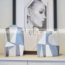 Creative Modern Fashion Decal Porcelain Vase Geometric Design Flower Ceramic For Home Decor thumbnail-3