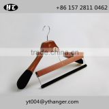 top quality wooden hanger and pants hanger with anti-slip velvet