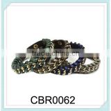 New fashion hand chains snappre PU leather alloy chain bracelet,braided fancy chain bracelet for girls