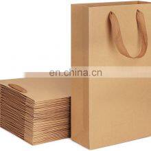 Custom Logo Eco-friendly Paper Brown Kraft Paper Packaging Gift Paper Shopping Bags With Handle