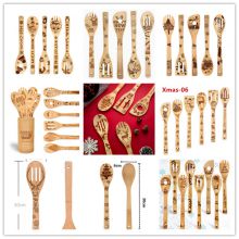 Christmas Idea Gift Cooking Utensils Xmas bamboo wooden utensils set of 5pcs