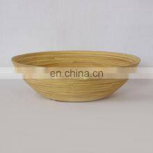 Natural Round Set of 3 Natural Spun Bamboo Salad Bowl, Handmade Serving Bowls With Lacquer Outside Wholesale thumbnail-2