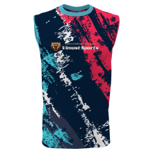 Newest Fashion Design Sleeveless T-shirts With Blue Round Neck thumbnail-1