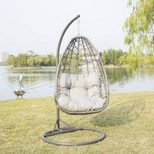 Durable Modern Outdoor Furniture Hanging Egg Swing Chair With Cushion PE Rattan Metal Frame Living Room Hotel Bedroom Courtyard thumbnail-1