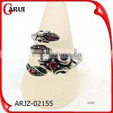 Red Stone Ring Designs for Men Steel Snake Shaped Rings thumbnail-1