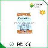 1.4V A13 Zinc-air Button Battery in Blister Card for Hearing Aid