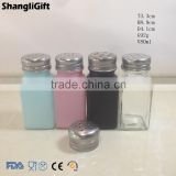New Design Colored Square Glass Spice Jar Bottles With Screw Cap