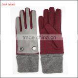 Ladies Fashion Cheap Leather & Woolen Gloves thumbnail-4