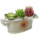 Country Rustic Green Bucket Trough Style Flower Design Succulent Planter Flower Pot                        
                                                Quality Choice