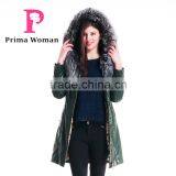 2015 New Leather Length Slim Fit Women Winter Coats With Silver Fox Hat Overcoat