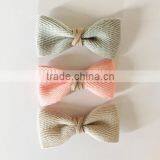 Woven Suede Wrapped Bow,Handmade Fabric Bow For Hair thumbnail-1