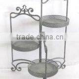 100547F Folded Antique Decorative Sranding Flower Pot Kitchen Pot Metal Rack