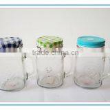 2016 Hot Sale 400ml Glass Mason Jar With Metal Lid and Straw thumbnail-3
