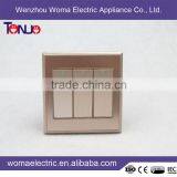 Brown Color 3 Gang 2 Way Wall Switch for Saudi Arabia Market thumbnail-1