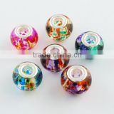 Spray Painted Glass European Beads, Rondelle, Large Hole Beads, 5mm Hole Bead(GPDL-R004-M1)