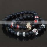 Kjl-cst5 New Design Charm Gold/silver Skull Head Men Bracelet Natural 8mm Matte Grind Stone Beads Women Bracelet as a Gift thumbnail-3