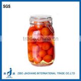 clear airtight empty glass jar with metal clamp lid 1L