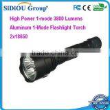 High Power 1-mode 3800 Lumens Aluminu LED Flashlight Torch thumbnail-1