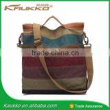 Women Multi Color Canvas Striped Cross Body Bags Fashion Satchel Bags Top Quality College Canvas Tote Handbags thumbnail-3