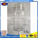 Clear Round Glass Beverage Dispenser with Wire Handle - 1 Gallon