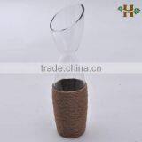 Natural Hemp Rope Decoration Glass Vase,Slanted Cylinder Glass Vase thumbnail-1