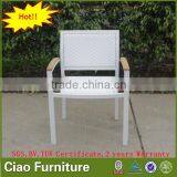 Stackable Leisure Outdoor Furniture Rattan Chair With Teak Wood Arm thumbnail-2