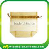 White Organza Pouch With Printed Ribbon Drawstring thumbnail-3