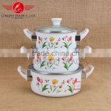 Yiwu Cheaper High Quality Enamel Casserole Set With Glass Lids Wholesale thumbnail-1