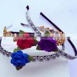 China Cheap New Design Custom Hair Band Plastic Girl Headband With Felt Spring Rose Flower Bow for Baby Toddler Children thumbnail-1