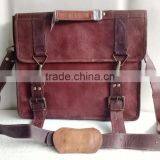 High Quality Classic Design Handmade Vintage Genuine Goat Leather Laptop Bag thumbnail-1