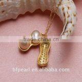 9mm Unique Pink Pearl Peanut Pendant thumbnail-1