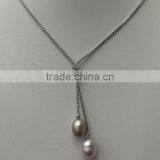 AAA 8-9mm Purple Raindrop Freshwater Pearl Necklace With Silver Clasp thumbnail-1