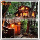 Newest Design China Supplier Large Outdoor Plastic Leaves Wooden Artificial Tree House for Sale thumbnail-6