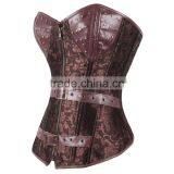 Lover-beauty Flowery Printed Leather Steel Boned Corset thumbnail-2