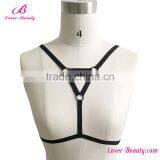 Hot Sale Simple Cheap Sexy Black Strappy Harness Bra thumbnail-3