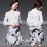 2016 Newest Summer Woman White Long Chinese Silk Shirts OEM Service thumbnail-6
